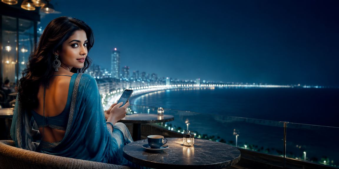 A view of Mumbai Marine Drive with promotional signs for betting bonuses